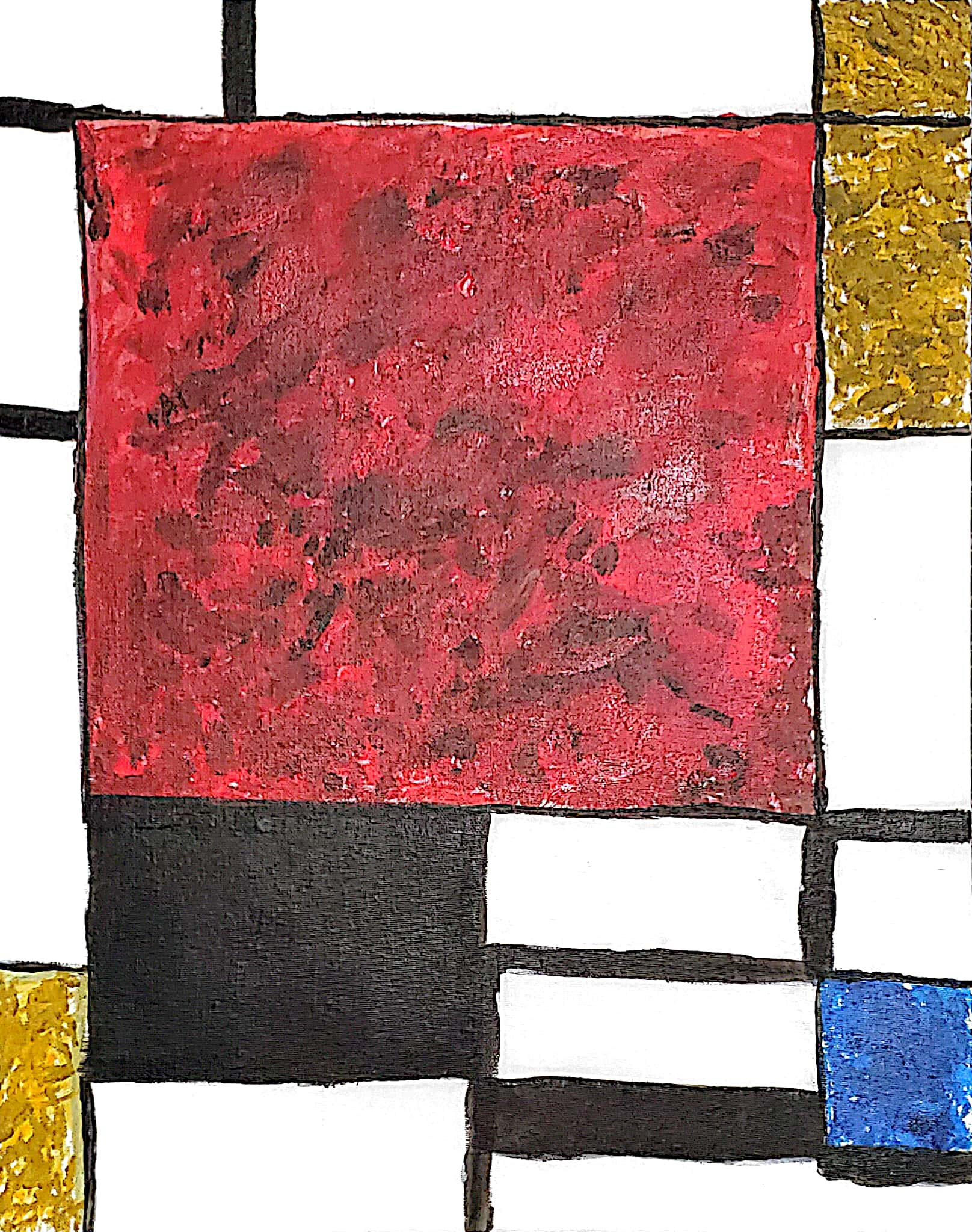 This is a painting I did for class where I tried to paint one of Piet Mondrain's painting. I am a fan of his work so I tried to paint his artwork.